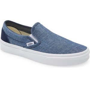 Vans men’s 10.5 or women’s 12 chambray slip on shoe